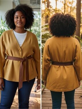 NWT Worthington Waist Tie Blazer Jacket 14 Rust Orange Terracotta Workwear